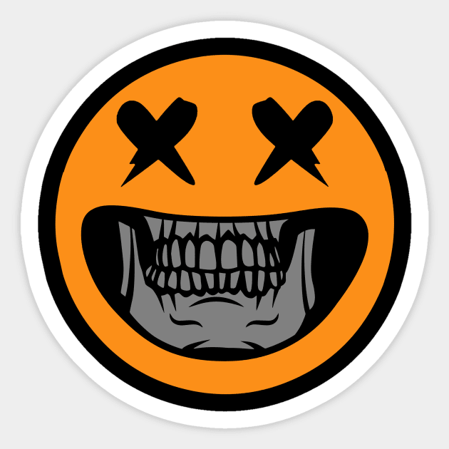 Cute Scary Halloween Smiley Skull Costume Emojis Gift Sticker by SkivingtonAllanss